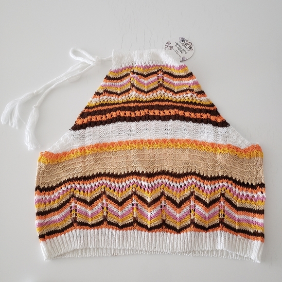 Crochet Tie Strap High Neck Top - Picture 9 of 9